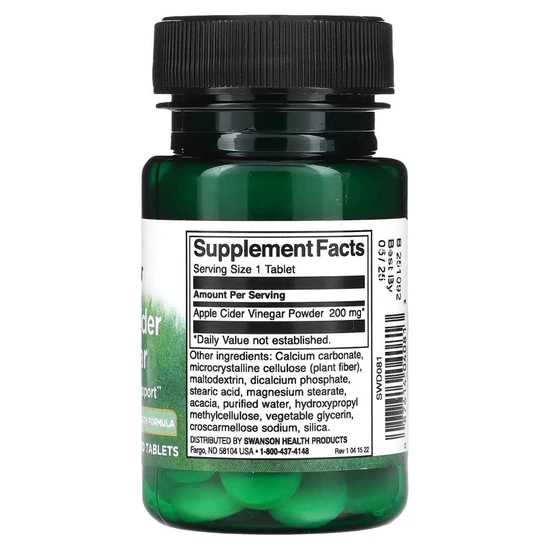 Swanson Apple Cider Vinegar 200mg Double-Strength Tablets 30 Tablets