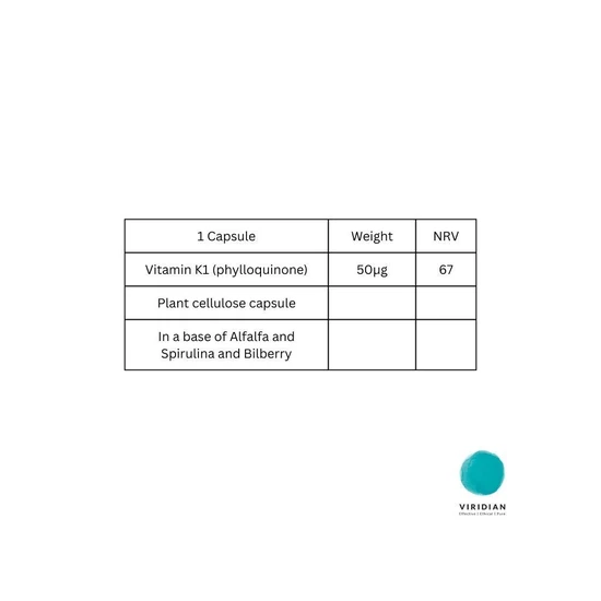 Viridian Vitamin K 50ug Veg Capsules 30 Capsules