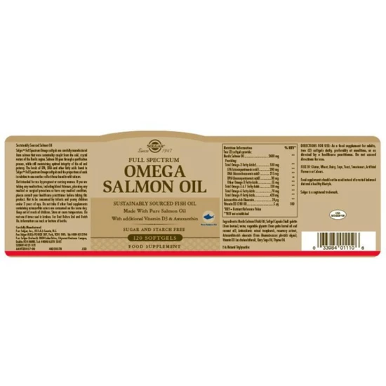 Solgar Omegas & Fatty Acids Full Spectrum Omega Salmon Oil 120 Capsules