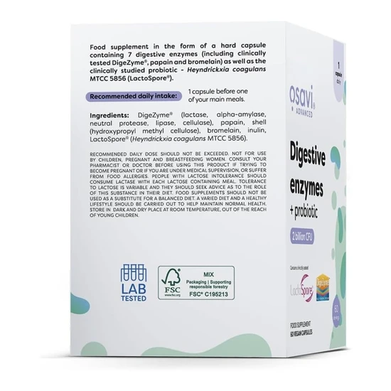 Osavi Digestive Enzymes + Probiotic Capsules 60 Capsules