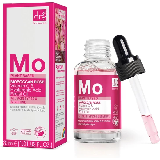Dr Botanicals Moroccan Rose Vitamin C & Hyaluronic Acid Facial Oil 15ml