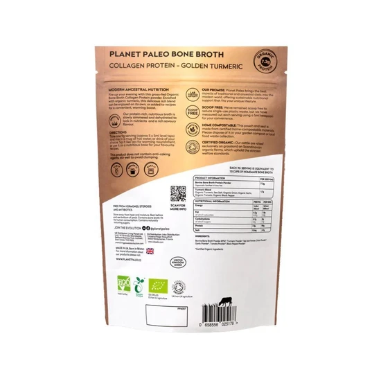 Planet Paleo Organic Bone Broth Collagen Protein Golden Turmeric 225g