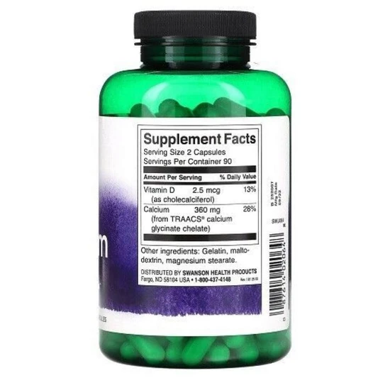 Swanson Albion Calcium 180mg Capsules 180 Capsules