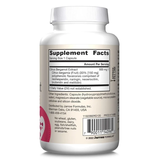 Jarrow Formulas Citrus Bergamot 500mg | 120 Veg Caps