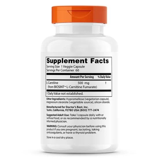 Doctor's Best L-Carnitine Fumarate 855mg 60 Capsules