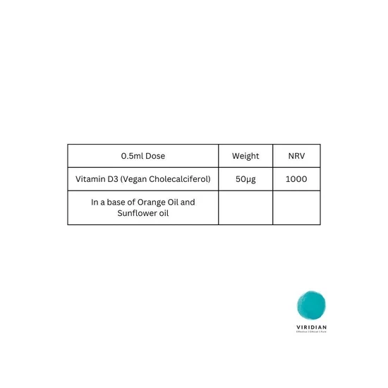 Viridian Liquid Vitamin D3 2000iu 50ml