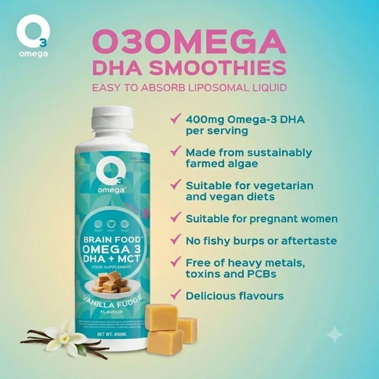 O3Omega Brain Food Omega 3, DHA + MCT 450ml