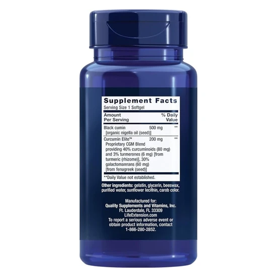 Life Extension Black Cumin Seed Oil & Curcumin Elite Turmeric Extract 60 Softgels