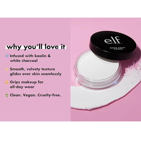 e.l.f. Matte Putty Primer With Kaolin & White Charcoal Universal Sheer
