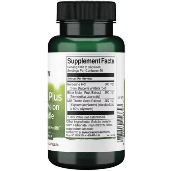 Swanson Berberine Plus With Bitter Melon & Milk Thistle Capsules 60 Capsules