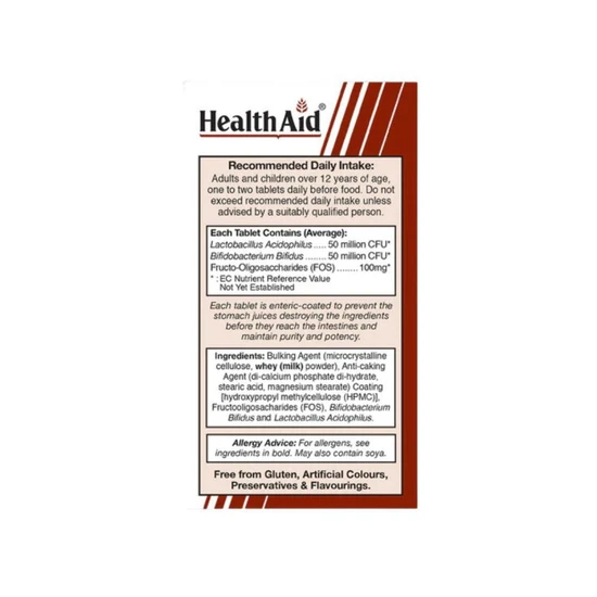 Health Aid Acidophilus 100million +FOS Tablets 60 Tablets