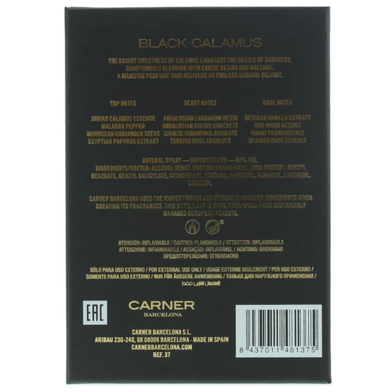 Carner Barcelona Black Calamus Eau De Parfum 50ml