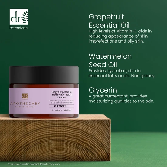 Dr Botanicals Anti-Ageing Zingy Grapefruit & Fresh Watermelon Cleanser 2 x 100ml