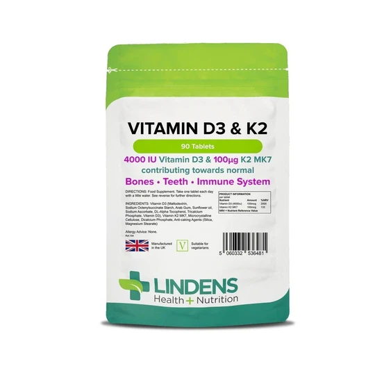 Lindens Vitamin D3 & K2 Tablets 90 Tablets