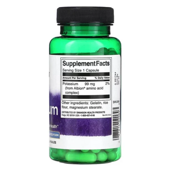 Swanson Albion Complexed Potassium 99 Milligrams 90 Capsules Pack 2 Capsules