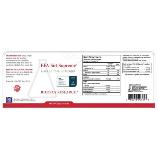 Biotics Research EFA-Sirt Supreme-BC Capsules 180 Capsules
