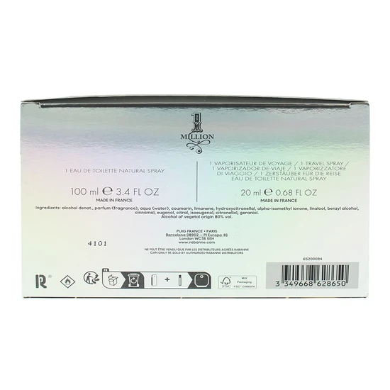 Paco Rabanne 1 Million Eau De Toilette 100ml + Eau De Toilette 20ml Gift Set For Him 100ml