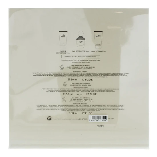 Salvatore Ferragamo Amo Flowerful Eau De Toilette Gift Set 50ml Eau de Toilette, 50ml Body Lotion & 50ml Shower Gel