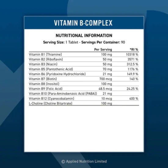 Applied Nutrition Vitamin-B Complex 90 Tablets