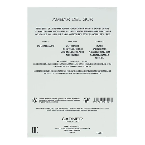 Carner Barcelona Ambar Del Sur Eau De Parfum 100ml