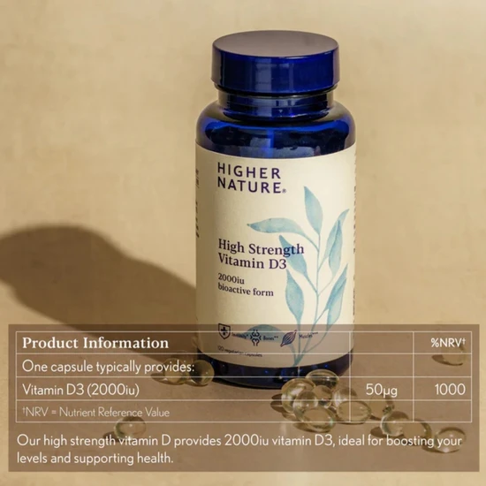 Higher Nature Vitamin D3 2000iu Vegicaps 60
