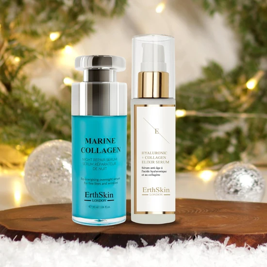 Erth Skin London Hyaluronic Acid & Collagen Serum + Marine Collagen Night Repair Serum 60ml + 30ml
