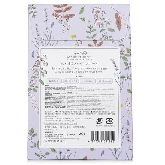 Daily Aroma Japan Nighty-Night Aroma Bath Salt Lavender, Orange Sweet, Geranium. Frankincense 3x40g