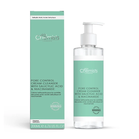 skinChemists Pore Control Cream Cleanser With Salicylic Acid & Niacinamide 200ml