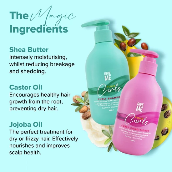 Give Me Four Curls Moisturising Shea Butter Shampoo & Conditioner Bundle 280ml