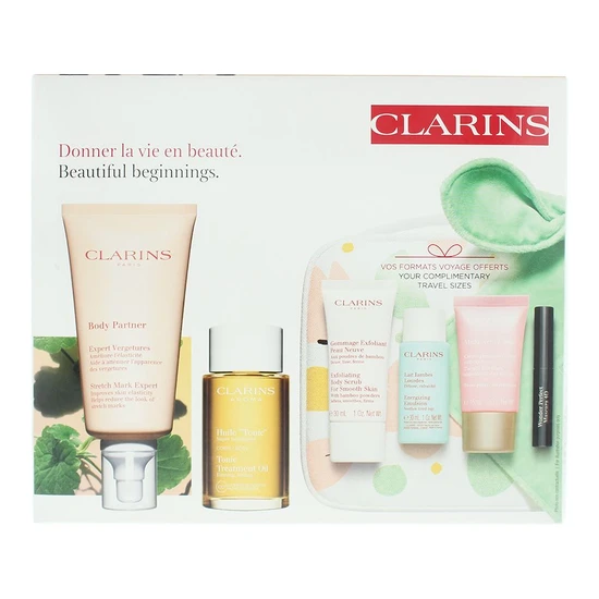 Clarins Beautiful Beginnings Gift Set 175ml Stretch Mark Expert + 30ml Exfoliating Body Scrub + 15ml Multi-Active Day Cream