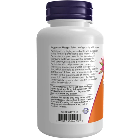 NOW Foods Pantethine 600mg Double Strength Softgels 60 Softgels
