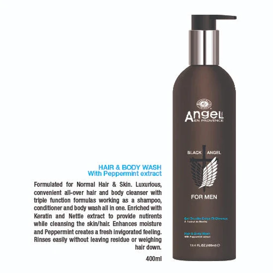 Angel En Provence Black Angel For Men Hair & Body Wash 400ml