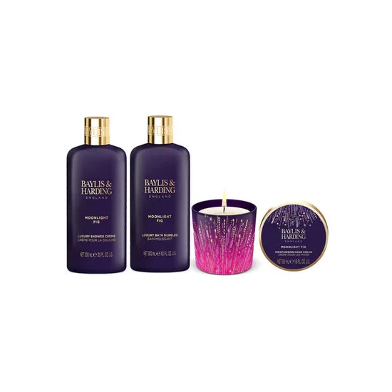 Baylis & Harding Moonlight Fig Candlelit Bathing Set Bath Essence, Candle & Bath Soak
