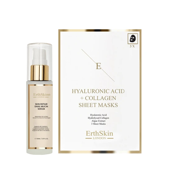 Erth Skin London Skin Repair Snail Mucin Serum + Hyaluronic Acid & Collagen Mask 60ml