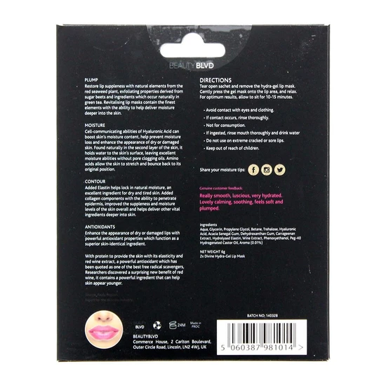 Beauty Blvd Divine Hydra-Gel Gold Radiance Lip Mask 2ml x 2