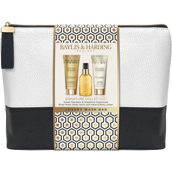 Baylis & Harding Mandarin & Grapefruit Luxury Wash Bag Mandarin & Grapefruit Luxury Hand Wash 250ml + Mandarin & Grapefruit Luxury Body Wash 250ml + Mandarin & Grapefruit Body Scrub 200ml + Mandarin & Grapefruit Body Lotion 250ml