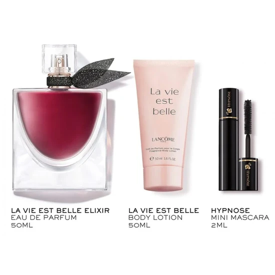 Lancôme La Vie Est Belle L'Elixir 50ml Eau De Parfum+50ml BL+ Mascara 2ml Set