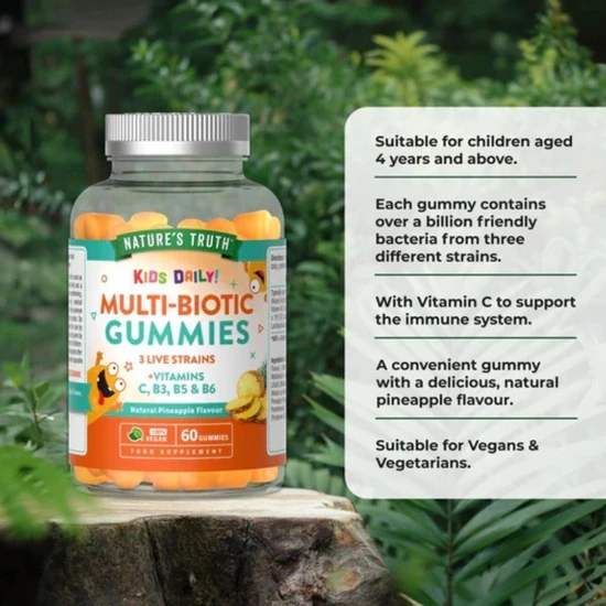 Nature's Truth Kids Multi-Biotic 3 Live Strains Gummies 60 Gummies