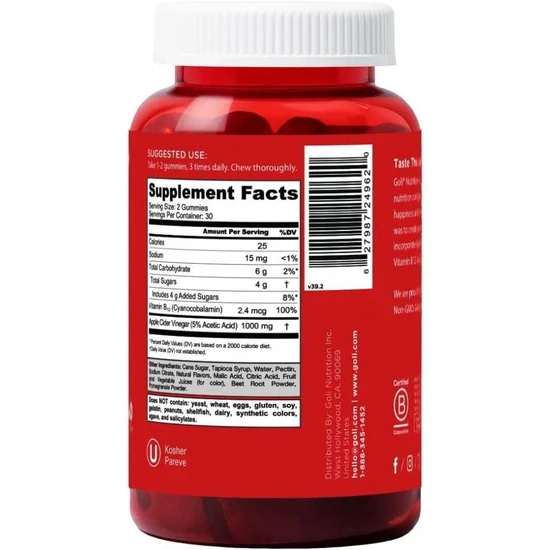 Goli Nutrition Apple Cider Vinegar Gummies 30 Gummies
