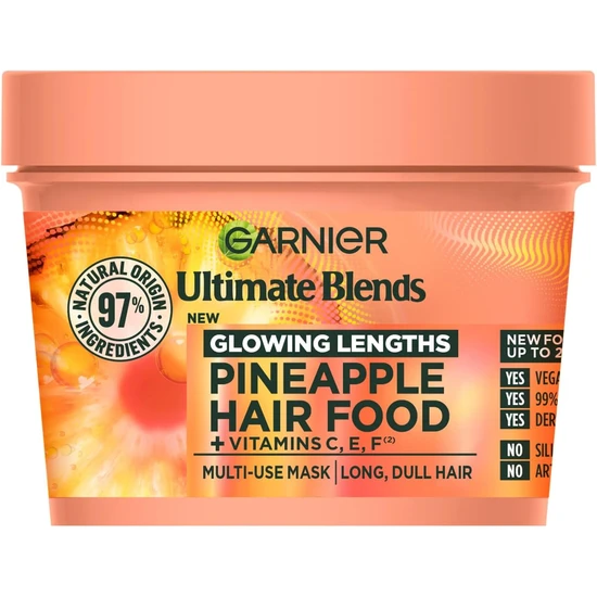 Garnier Ultimate Blends Glowing Lengths Pineapple & Amla Hair Food 3-in-1 Hair Mask Treatment 400ml