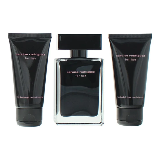 Narciso Rodriguez For Her Eau De Toilette Body Lotion Shower Gel Gift Set 50ml
