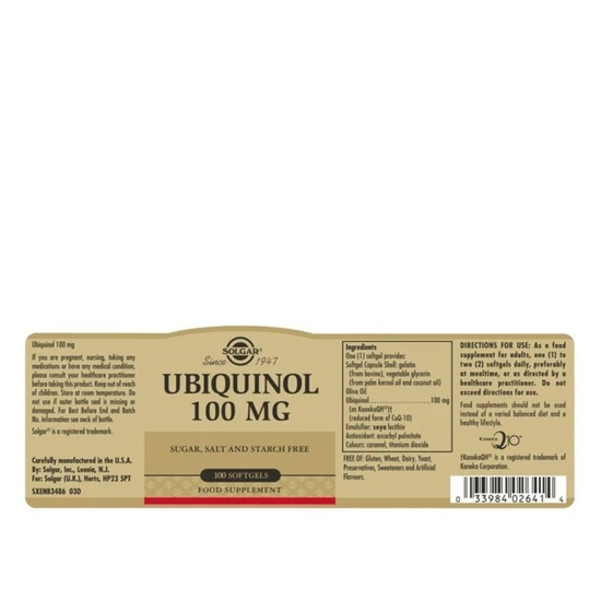 Solgar Ubiquinol 100mg Reduced CoQ-10 Softgels 50 Softgels