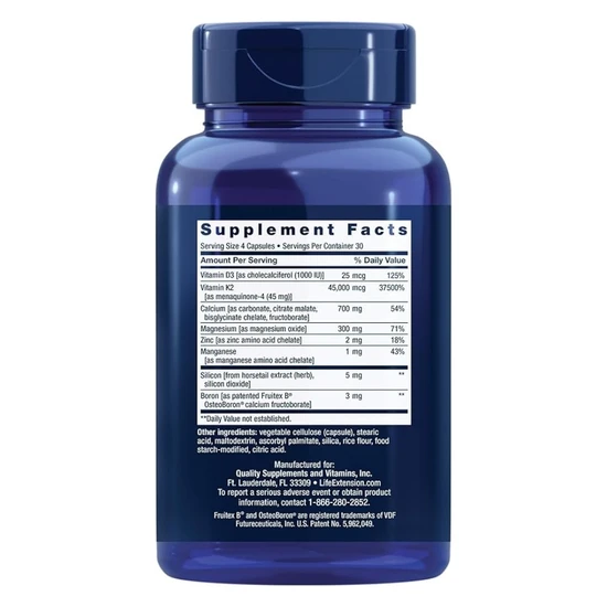 Life Extension Bone Restore Elite With Super Potent K2 Capsules 120 Capsules