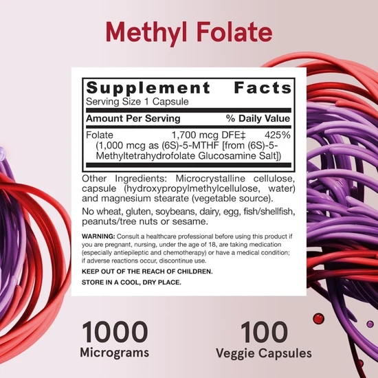 Jarrow Formulas Methyl Folate 1000mcg Capsules 100 Capsules