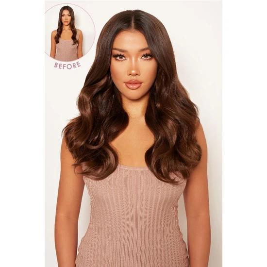 LullaBellz Super Thick 16" 5 Piece Blow Dry Wavy Clip In Hair Extensions Bleach Blonde