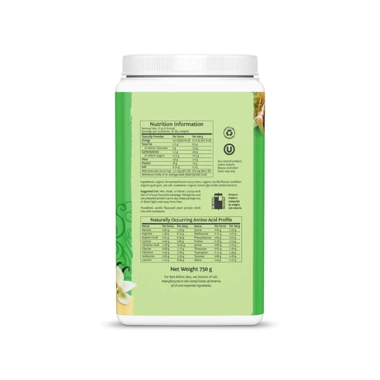 SunWarrior Classic Organic Protein Vanilla 750g