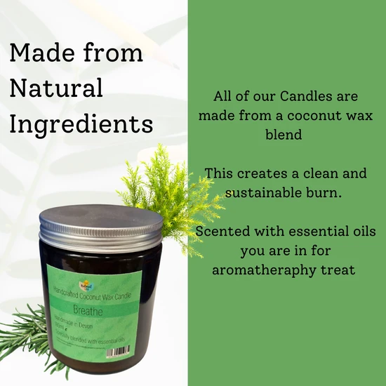 thenaturalspa Breathe Hand Poured Coconut Wax Candle 180ml