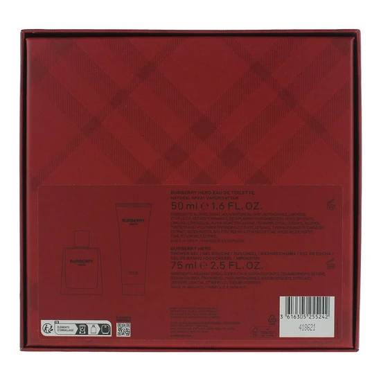BURBERRY Hero Eau De Toilette Gift Set 50ml Eau De Toilette + 75ml Shower Gel