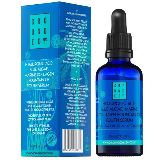 Grounded Body Blue Algae & Collagen Fountain Of Youth HA Facial Serum