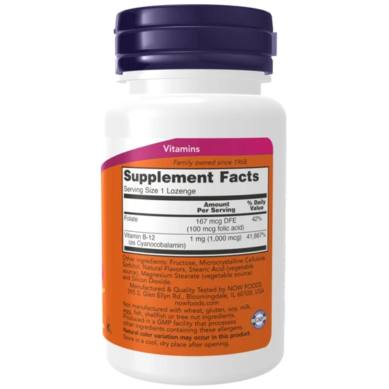 NOW Foods Vitamin B-12 1000mcg Lozenges 100 Lozenges